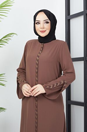 Büyük Beden Taş Detaylı Taba Ferace