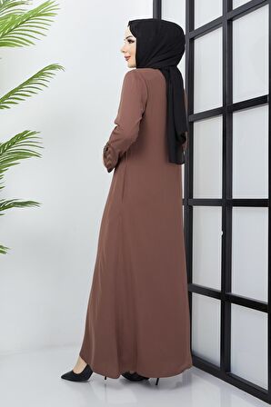 Büyük Beden Taş Detaylı Taba Ferace