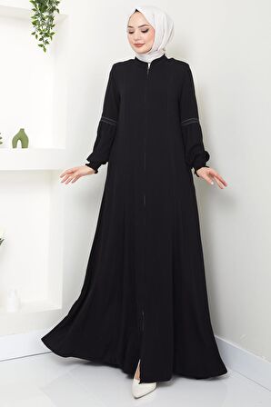 Kolu Nakışlı Ferace Siyah HM2412