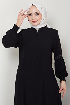 Kolu Nakışlı Ferace Siyah HM2412