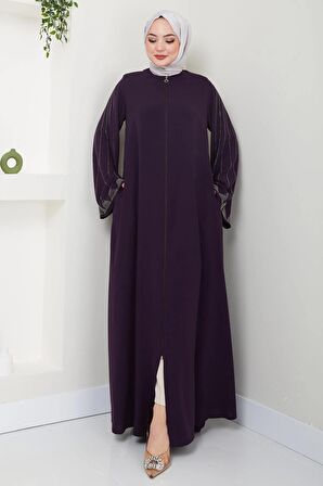 Kolu Taş Detaylı Ferace Mürdüm HM2413