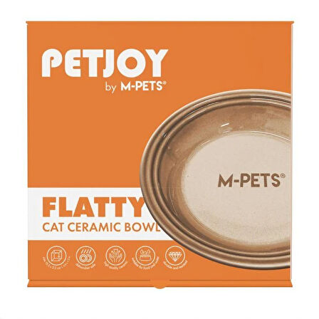 M-Pets Petjoy Flatty Seramik Mama Kabı Kahverengi 250 ml