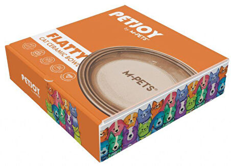 M-Pets Petjoy Flatty Seramik Mama Kabı Kahverengi 250 ml