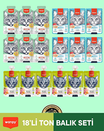 Wanpy Kedi Maması 18'li Ton Balık Set