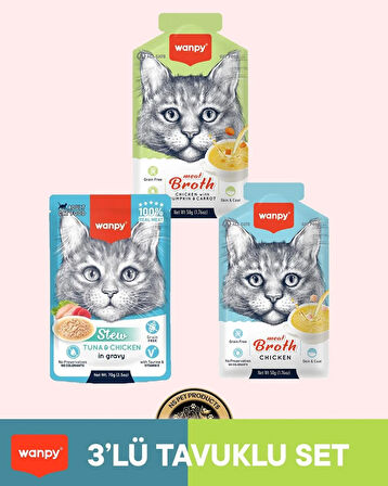 Wanpy Kedi Maması 3'lü Tavuklu Set