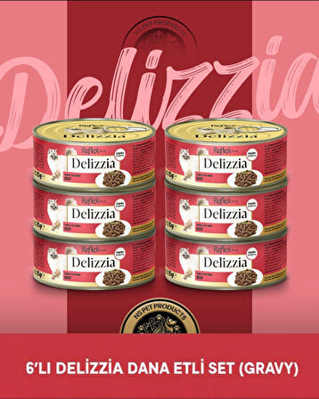 Reflex Plus Delizzia Yetişkin Dana Etli Gravy Kedi Maması 6x85 gram