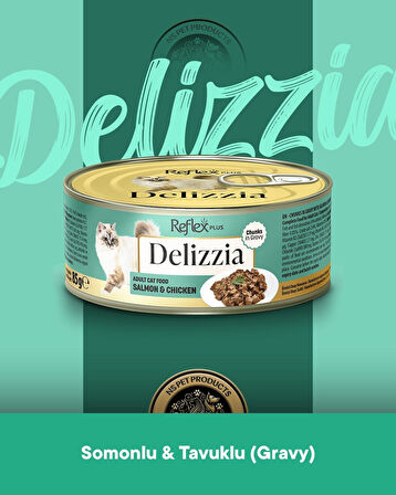 Reflex Plus Delizzia Yetişkin Somonlu-Tavuklu Gravy Kedi Maması 3x85 gram