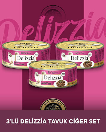 Reflex Plus Delizzia Yetişkin Tavuklu-Ciğerli Gravy Kedi Maması 3x85 gram
