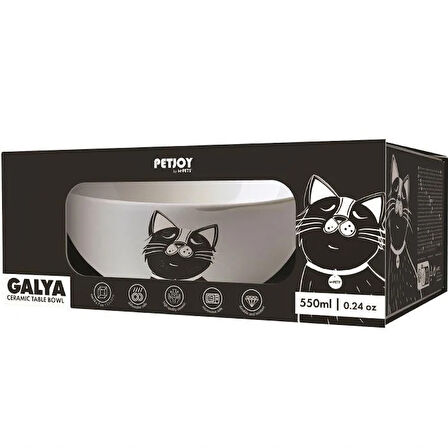 M-PETS GALYA SERAMİK MAMA KABI BLACK LOGO 550ML