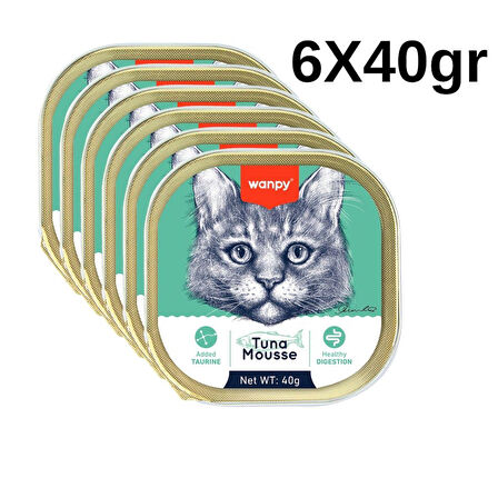 Wanpy Kedi 40g 6'lı Ton Balıklı Alutray Yaş Mama