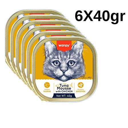 Wanpy Kedi 40g 6'lı Ton Balıklı & Tavuklu Alutray Yaş Mama