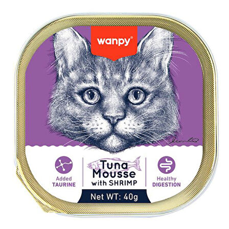 Wanpy Kedi 40g 6'lı Ton Balıklı & Karidesli Alutray Yaş Mama