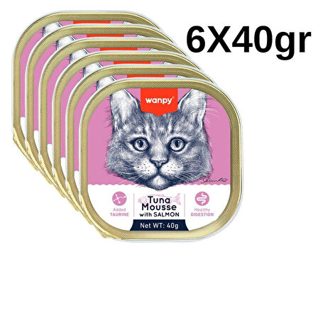 Wanpy Kedi 40g 6'lı Ton Balıklı & Somonlu Alutray Yaş Mama