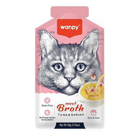 Wanpy Kediler için Karidesli Ton Balığı Eti Çorbası 50g 