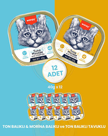 Wanpy Kedi Alutray Yaş Mama 12x40gr (Ton,Morina-Ton,Tavuk)