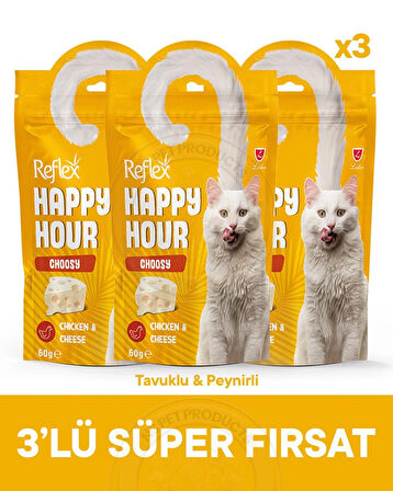 Reflex Happy Hour Choosy Seçici Kediler Ödül maması 3lü Fırsat 3x60gr