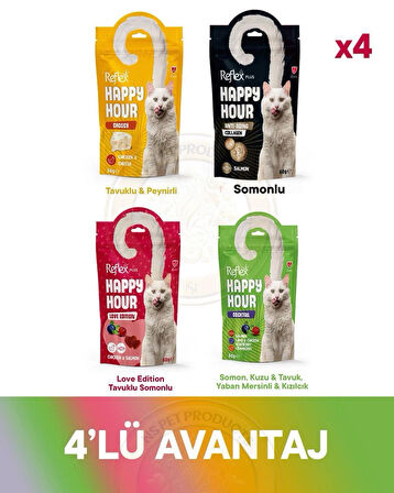 Reflex Happy Hour 4lü Avantaj2 Kedi 4x60gr