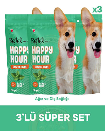 Reflex Happy Hour Dental Care Ağız ve Diş Bakımı için Destekleyici Köpek Ödül Maması 3lü Fırsat 3x60gr