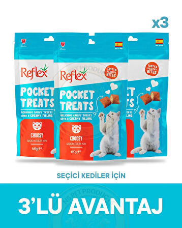 Reflex Pocket Treats Seçiçi Kediler İçin Kedi Ödül Maması 3lü Fırsat 3x60gr