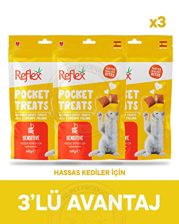 Reflex Pocket Treats Hassas Kediler İçin Kedi Ödül Maması 3lü Fırsat 3x60gr