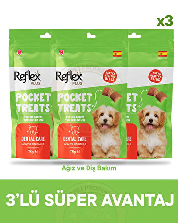 Reflex Pocket Treats Ağız ve Diş Bakımı için Köpek Ödül Maması 3lü Fırsat 3x70gr