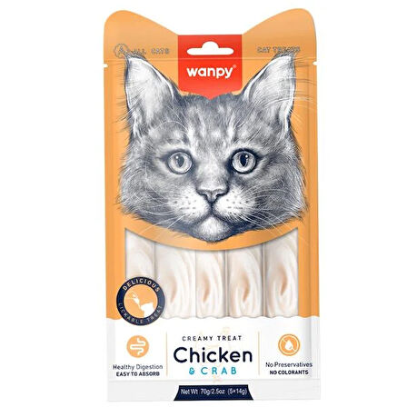 Wanpy Tavuk-Yengeç Kedi Krema Ödül Maması 5x14gr