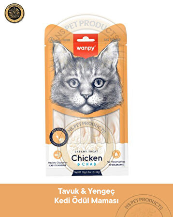 Wanpy Tavuk-Yengeç Kedi Krema Ödül Maması 5x14gr