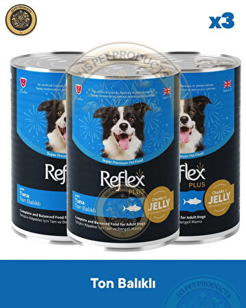  Reflex Plus Jöle İçinde Et Parçacıklı Ton Balıklı Yetişkin Köpek Maması 3X400gr