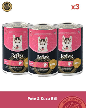  Reflex Plus Pate Kuzu Etli Yavru Köpek Maması 3X395gr