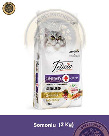 Felicia Urinary Care Adult Salmon Sterilised-Collagen 2kg (Az Tahıllı & Hipoalerjenik Somonlu Sterilised Yetişkin Kedi Maması)