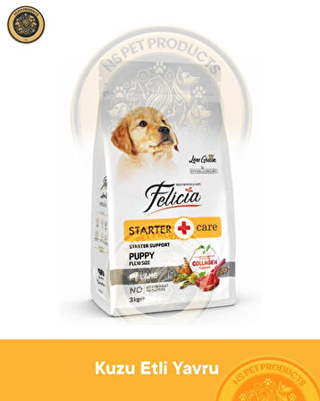 Felicia Starter Care Puppy Lamb-Collagen Flexi Size 3kg (Az Tahıllı & Hipoalerjenik Kuzu Etli Yavru Köpek Maması)