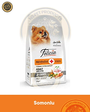 Felicia Preventive Care Adult Salmon-Collagen Small 3kg (Az Tahıllı & Hipoalerjenik Somonlu Yetişkin Köpek Maması-Küçük Irklar için)