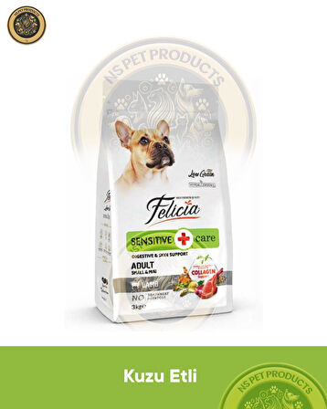 Felicia Sensitive Care Adult Lamb-Collagen Small 3kg (Az Tahıllı & Hipoalerjenik Kuzu Etli Yetişkin Köpek Maması Küçük Irklar için)
