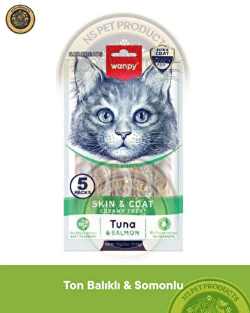 Wanpy Skin Coat Ton Balığı-Somon Kedi Krema Ödülü 5x14gr