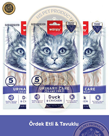 Wanpy Urinary Care Ördek-Tavuk Kedi Krema Ödülü 5x14gr 3lü Set