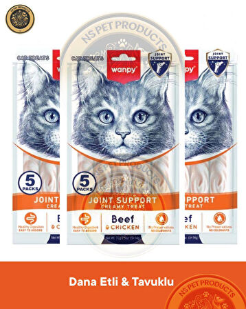Wanpy Bone Support Sığır Eti-Tavuk kedi Krema Ödülü 5x14gr 3lü set