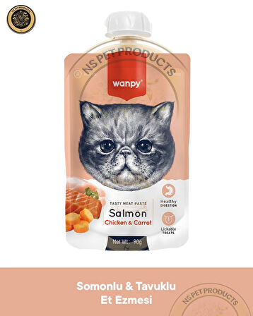 Wanpy Taze Somonlu Ve Tavuklu Kedi Et Ezmesi 90 gr 