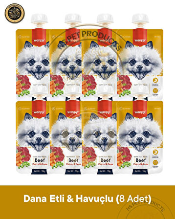 Wanpy Dana Etli & Havuçlu Köpek Ödül Maması 8'li – 90 g × 8 Paket