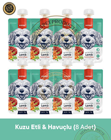 Wanpy Kuzu Etli & Havuçlu Köpek Ödül Maması 8'li – 90 g × 8 Paket