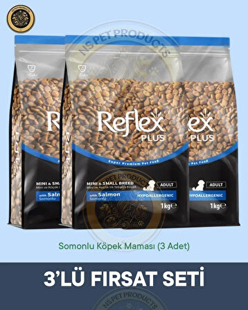 Reflex Plus Somonlu Köpek Maması 3'lü Fırsat – 1kg × 3 Paket