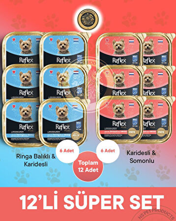 Reflex Plus Pate MSC Karidesli ve Somonlu Mini ve Küçük Irklar için Yetişkin Köpek Maması 12X85 g