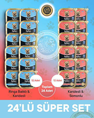 Reflex Plus Pate MSC Karidesli ve Somonlu Mini ve Küçük Irklar için Yetişkin Köpek Maması 24X85 g