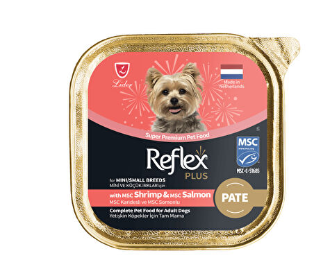 Reflex Plus Pate MSC Karidesli ve Somonlu Mini ve Küçük Irklar için Yetişkin Köpek Maması 24X85 g
