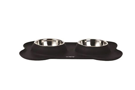 M-Pets Duet Sılıcone Mat Mama Kabı Siyah 2X400 ml