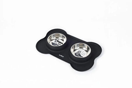 M-Pets Duet Sılıcone Mat Mama Kabı Siyah 2X400 ml