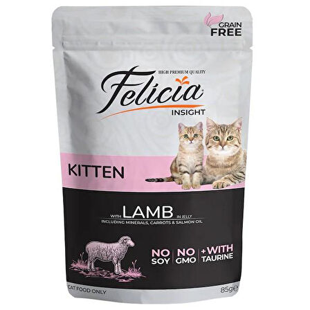 Felicia Pouch Yavru Kuzu Etli Yaş Kedi Maması 85gr