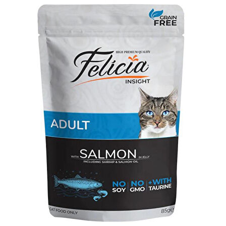 Felicia Pouch Yetişkin Somonlu Yaş Kedi Maması 85gr