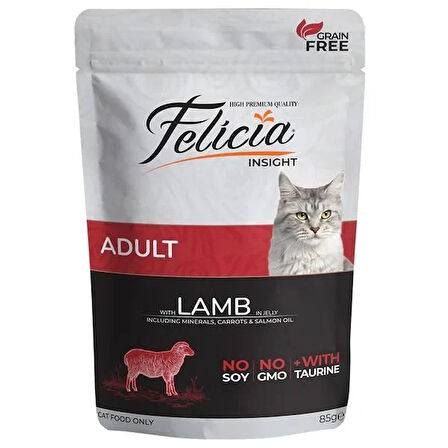 Felicia Pouch Yetişkin Kuzu Etli Yaş Kedi Maması 85gr