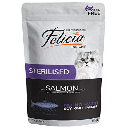 Felicia Pouch Kısırlaştırılmış Somonlu Yaş Kedi Maması 85gr