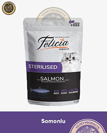 Felicia Pouch Kısırlaştırılmış Somonlu Yaş Kedi Maması 85gr